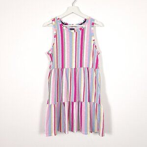 GAP Cotton Modal Striped Sleeveless Tiered Tank Dress